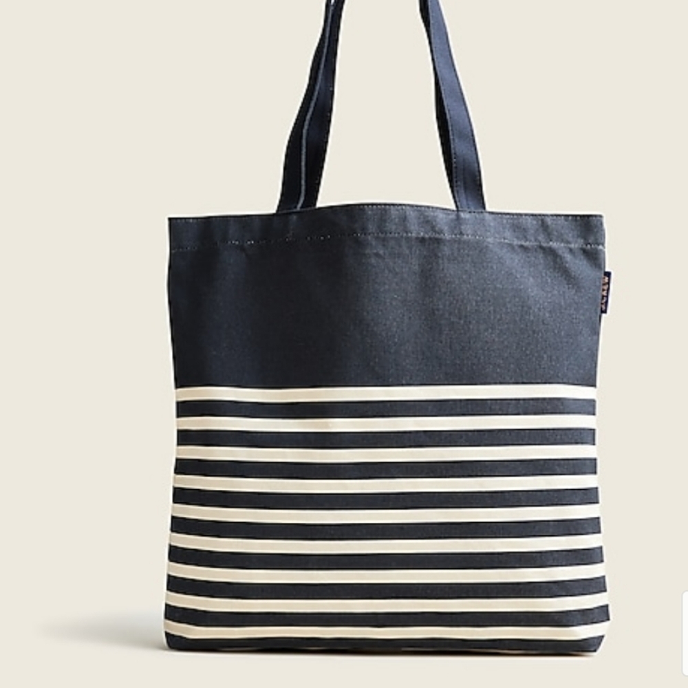 J. Crew Striped Canvas Tote Bag